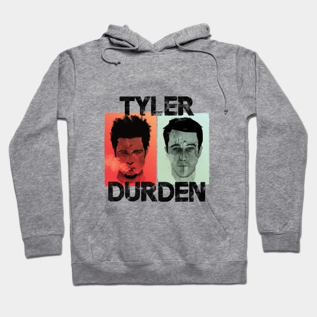 Tyler and Durden Black letters Hoodie by Clathrus